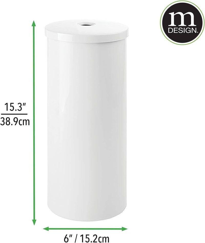 m-design Plastic Floor Stand Toilet Paper Organizer with Cover, 3-Roll Space-Saving Tissue Storage for Bathroom - Fits Under Sink, Vanity, Shelf, in Cabinet, Corner - Aura Collection - White - Image 3